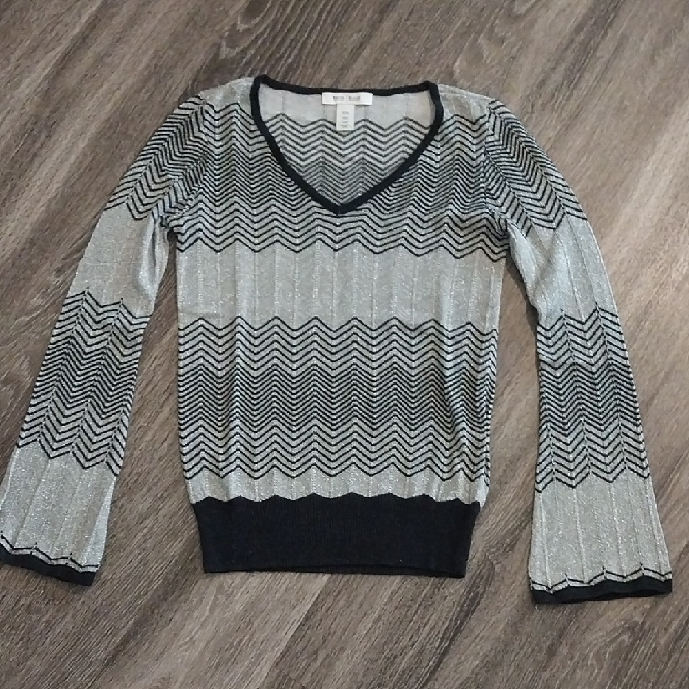 WHBM Metallic Chevron Knit Top